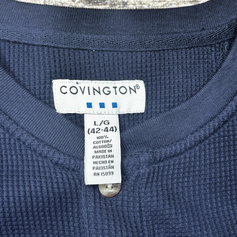 Covington Long Sleeve Henley Waffle Shirt Mens Size Large NEW Indigo Blue - Picture 3 of 6